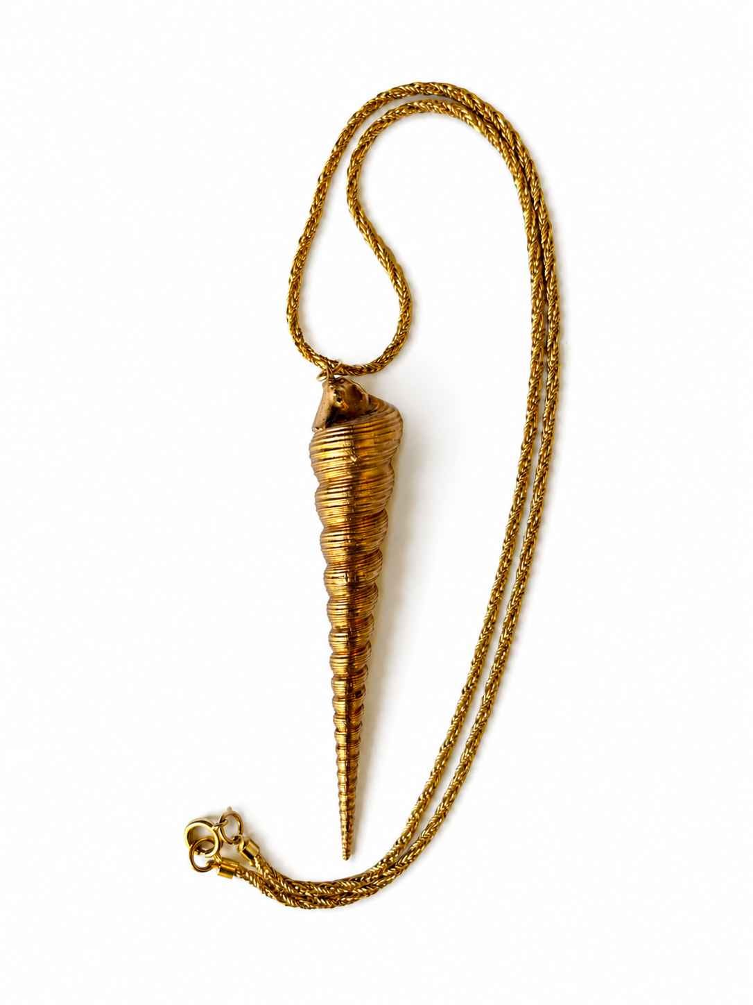 Vintage Gold Plated Screw Shell Necklace