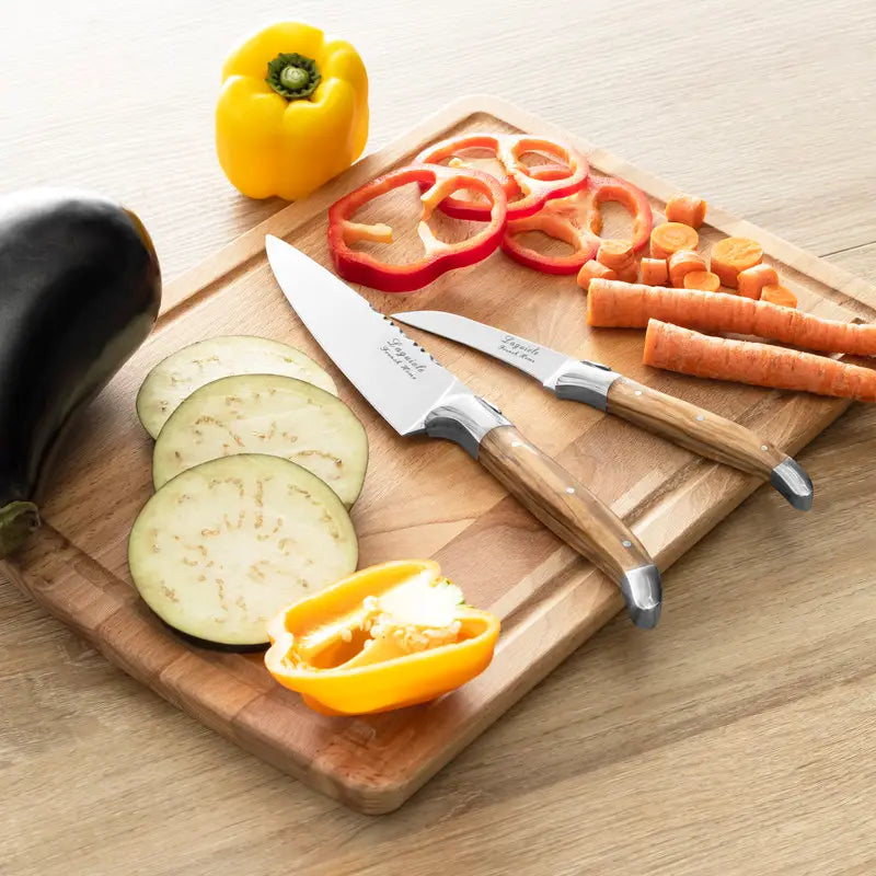 2-Piece Vegetable Knife Set with Olive Wood Handles