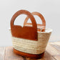 Leather Trim Herringbone Tote, Half Circle