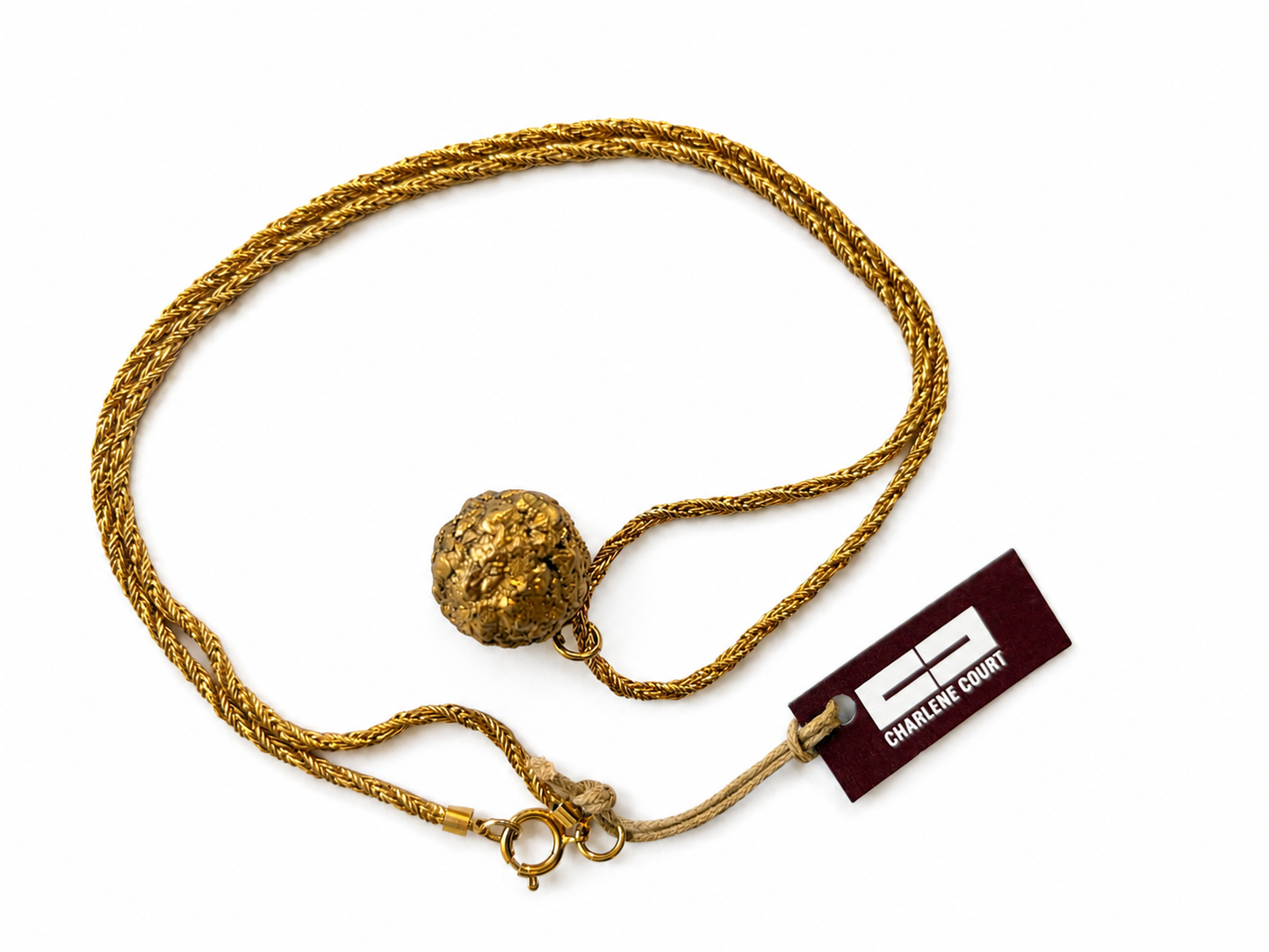 Vintage 22K Gold Plated Iron Pyrite Necklace