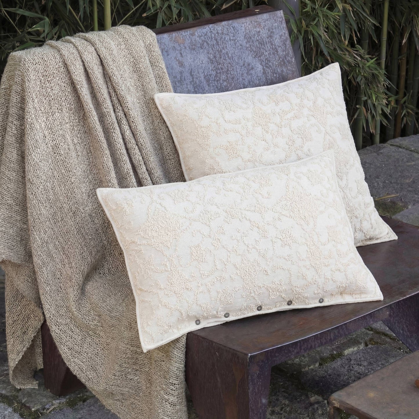 Jacquard Velvet Ecru Pillow