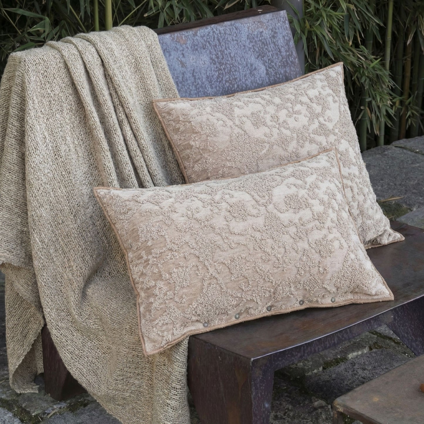 Jacquard Velvet Beige Pillow