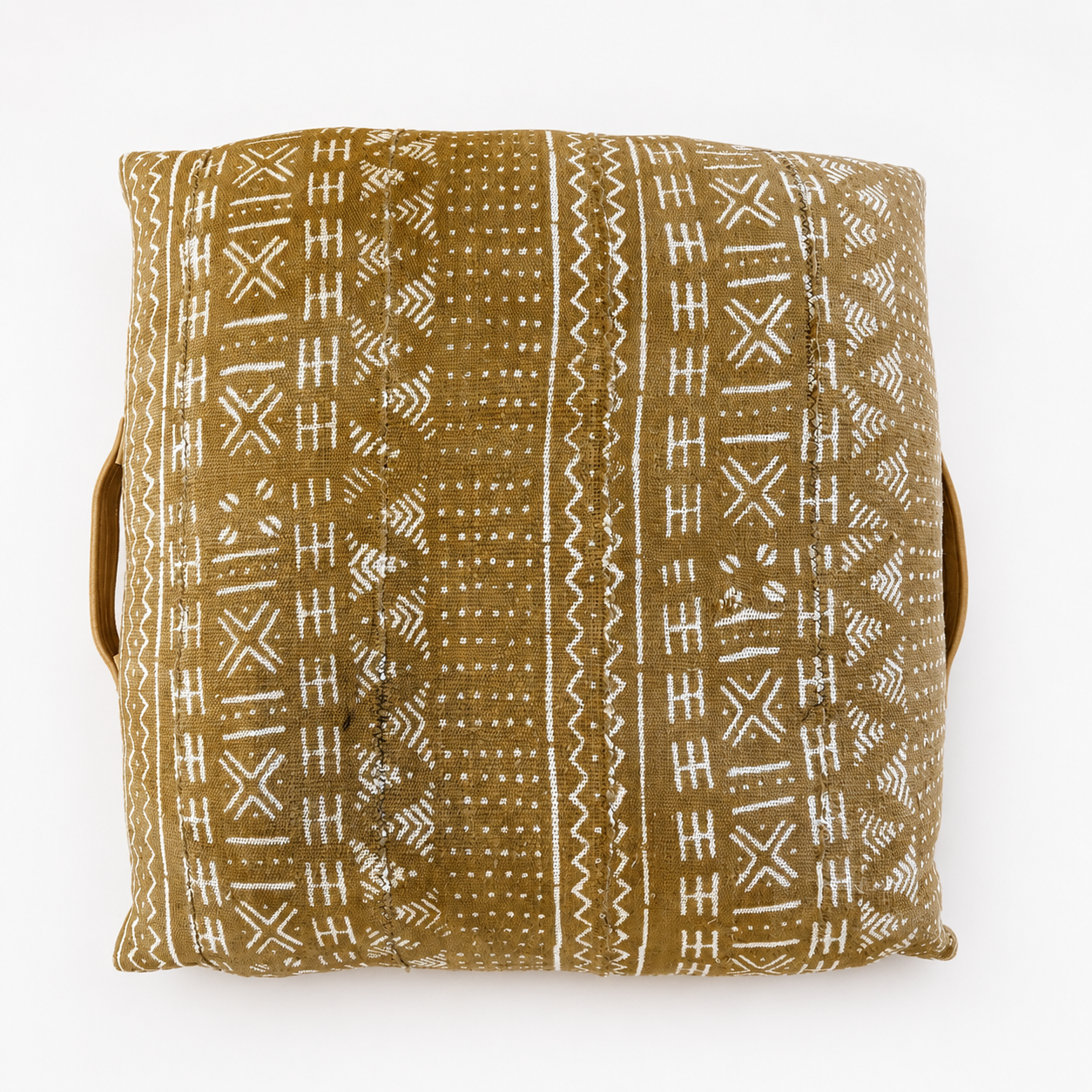 Leather Handled Kuba Floor Pillow