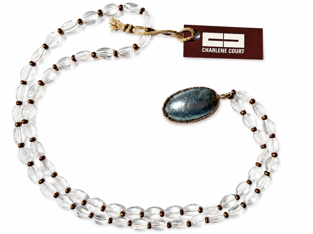 Vintage Quartz Nautilus and Gold Necklace
