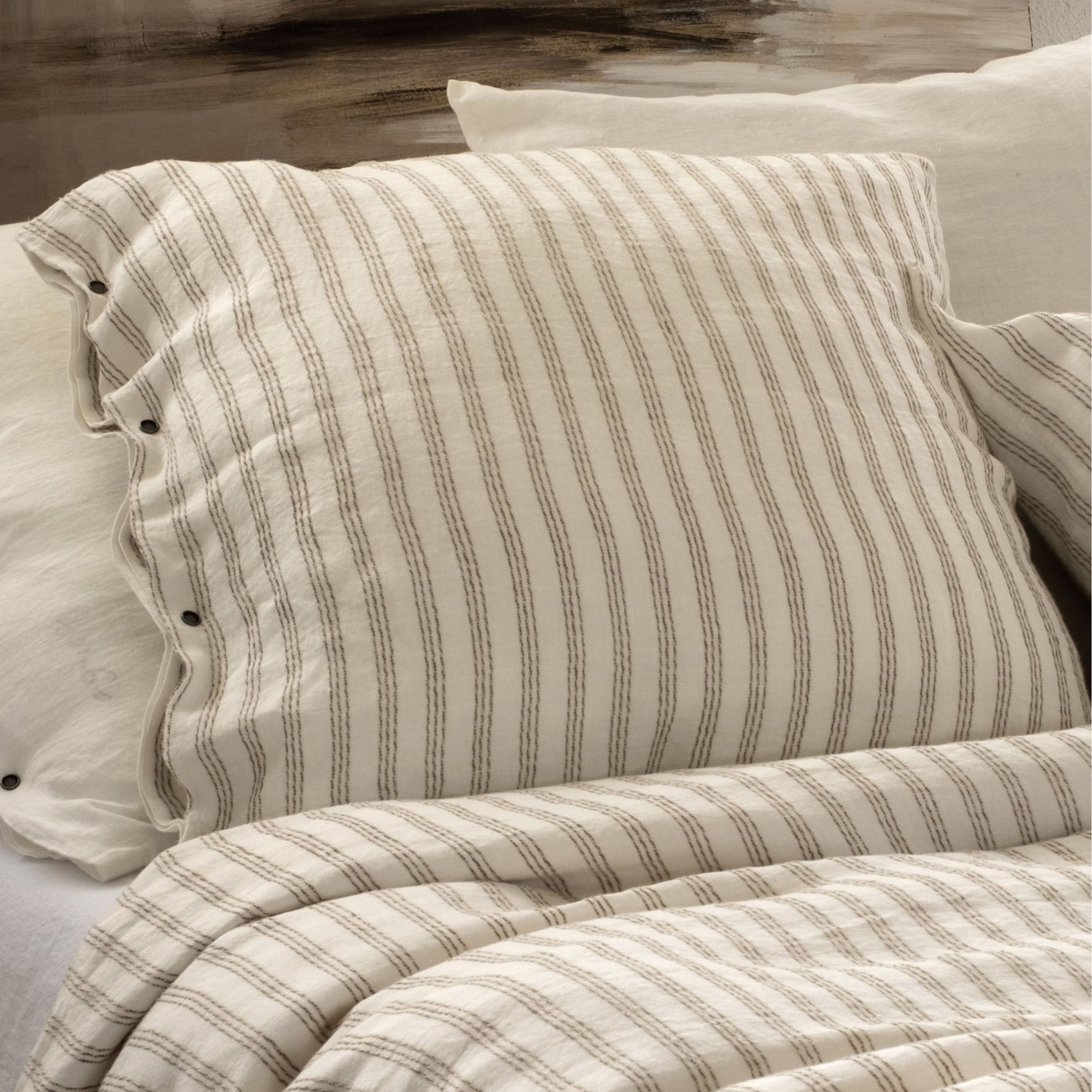 Natural Stripe Linen Pillowcase