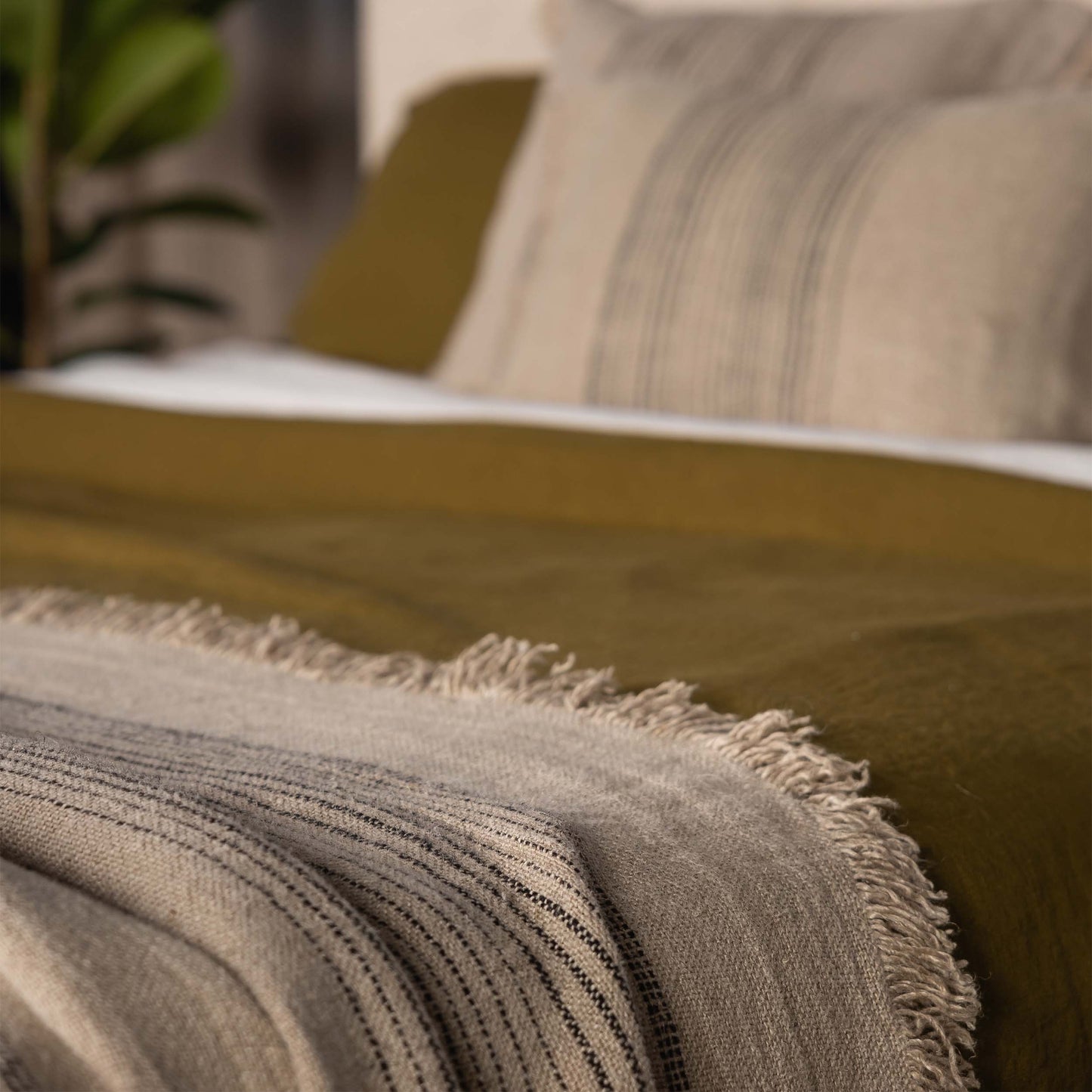 Old Linen Striped Throw