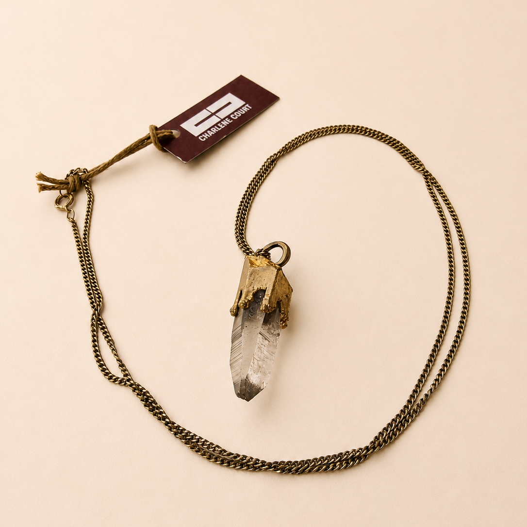 Vintage Gold Plated Quartz Necklace