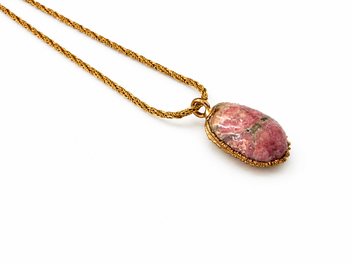 Vintage Gold Plated Rhodochrosite Necklace