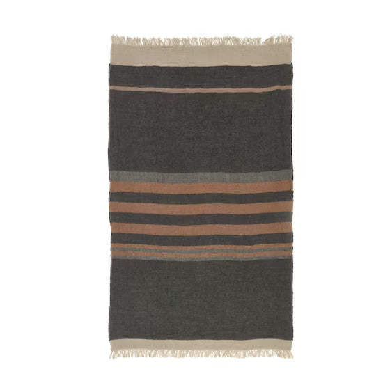 Black Stripe Belgian Towel Fouta