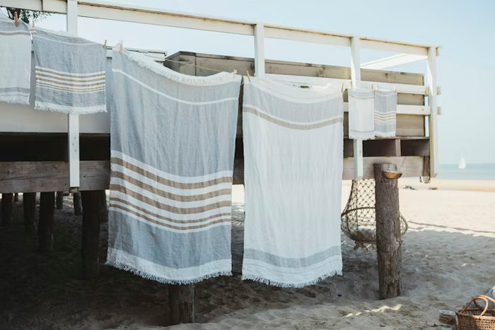 Ash Stripe Belgian Towel Fouta