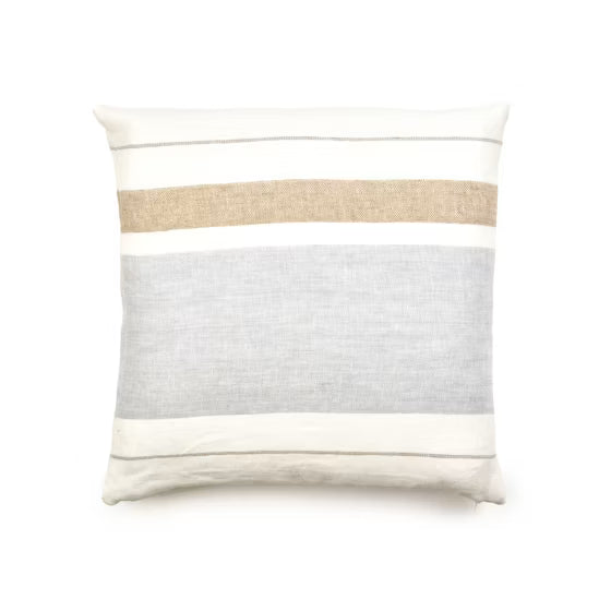 Oyster + Ash Stripe Pillow