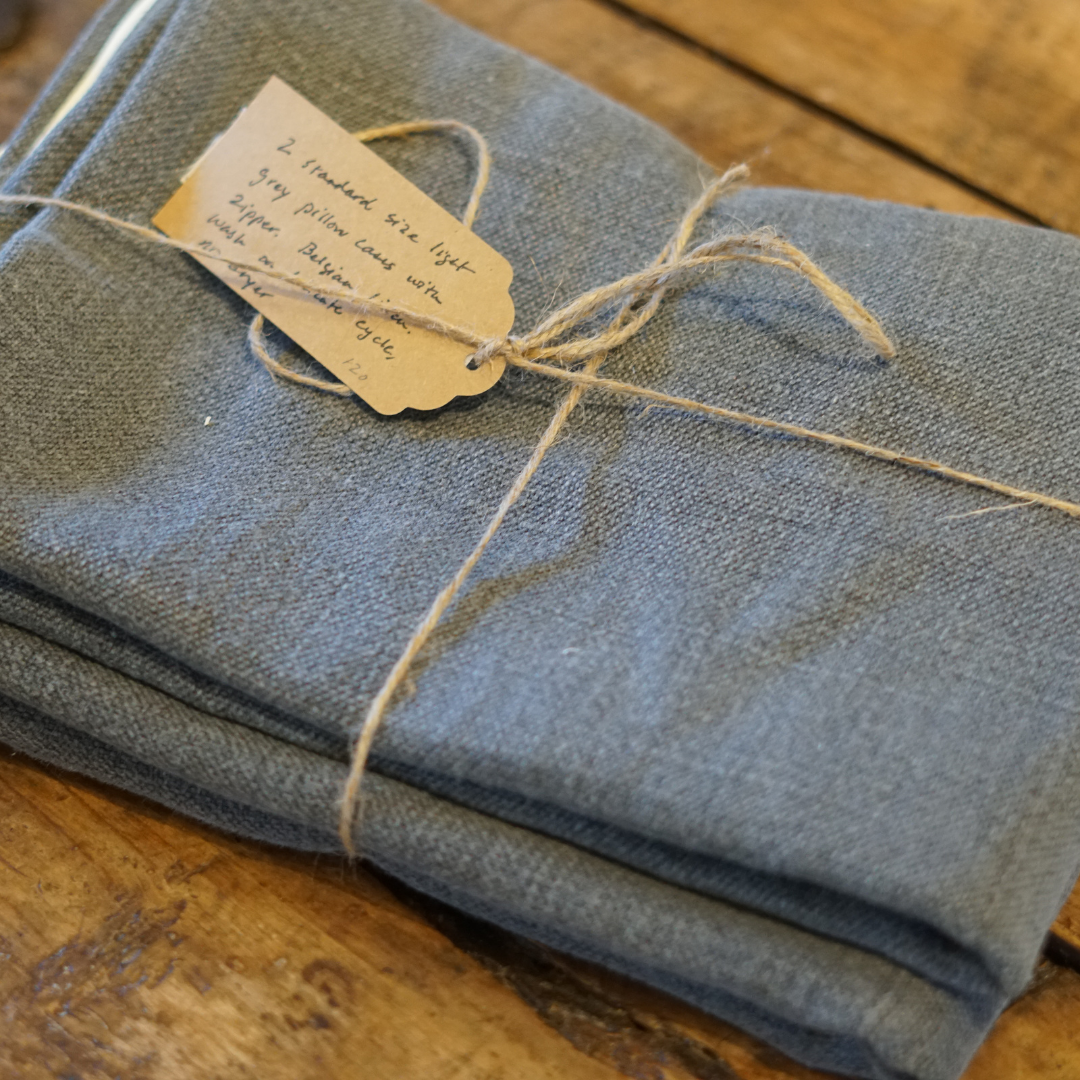 Grey Vintage Belgian Linen Pillow Case