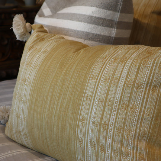 Golden Woven Textile Pillow