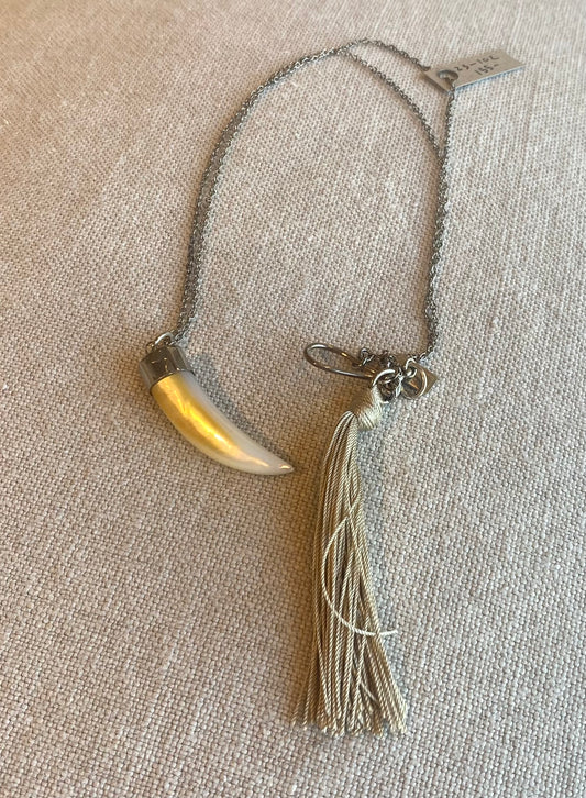 Mother of Pearl Horn Amulet Necklace