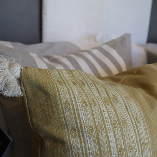 Golden Woven Textile Pillow