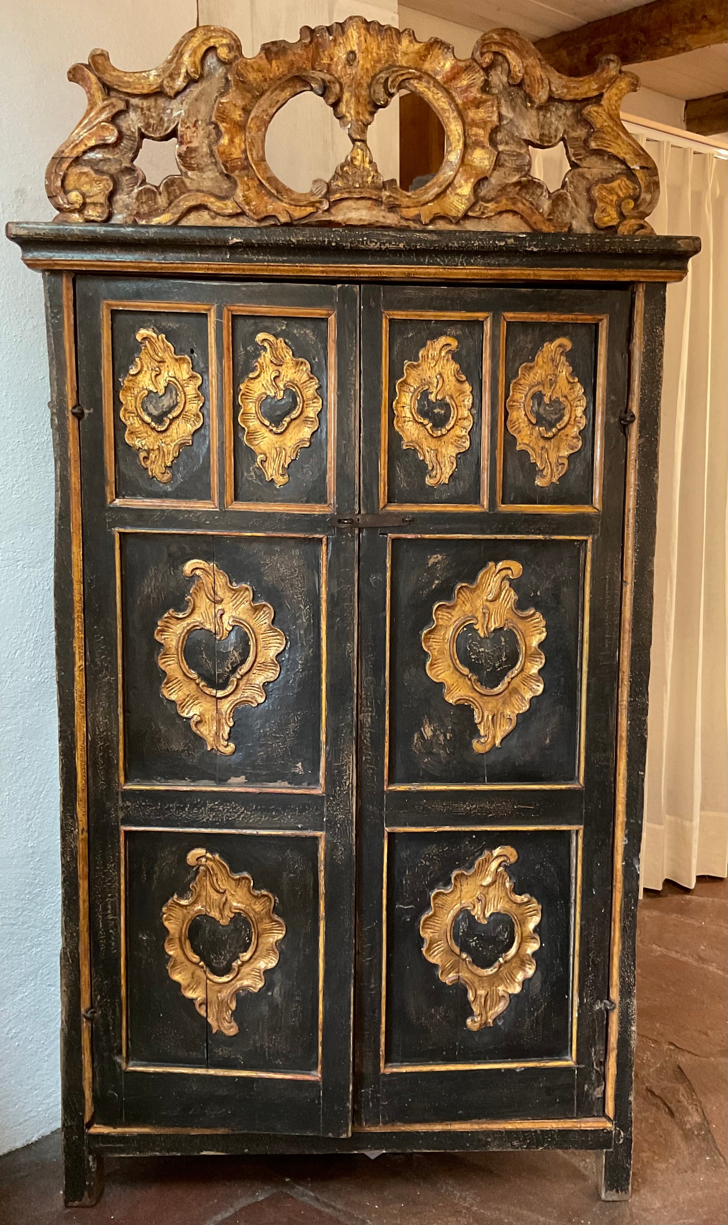 18th C. Colonial Corner Cabinet From Peru