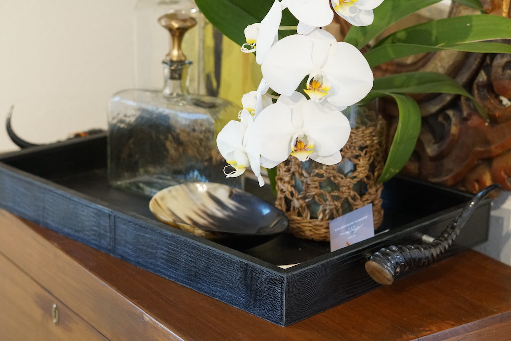 Springbok Horn Handle Leather Tray