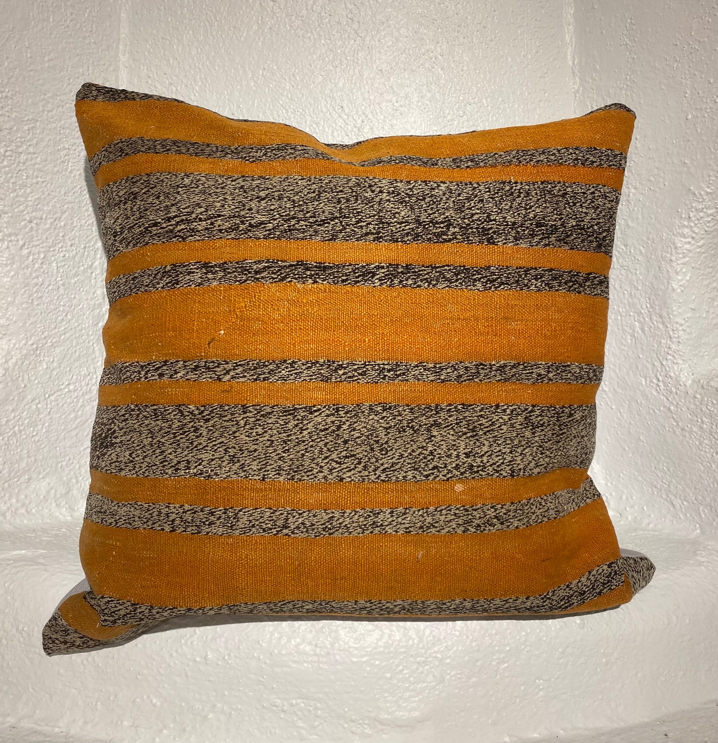 Striae Orange and Charcoal Pillow