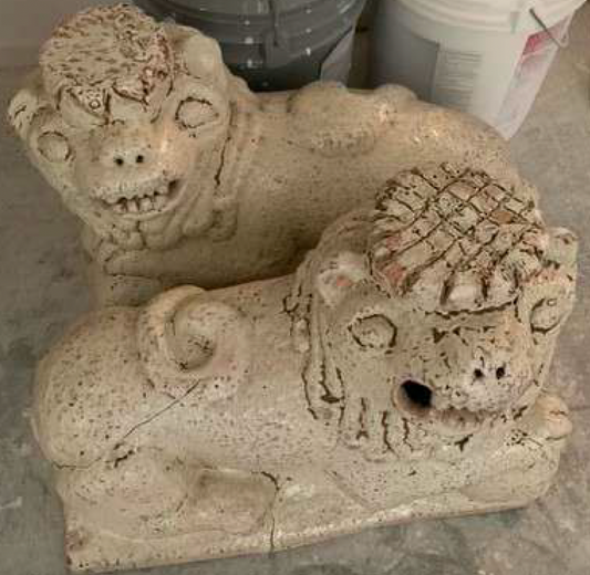Pair of Glazed Clay Jaguars from Pachuca, Mexico