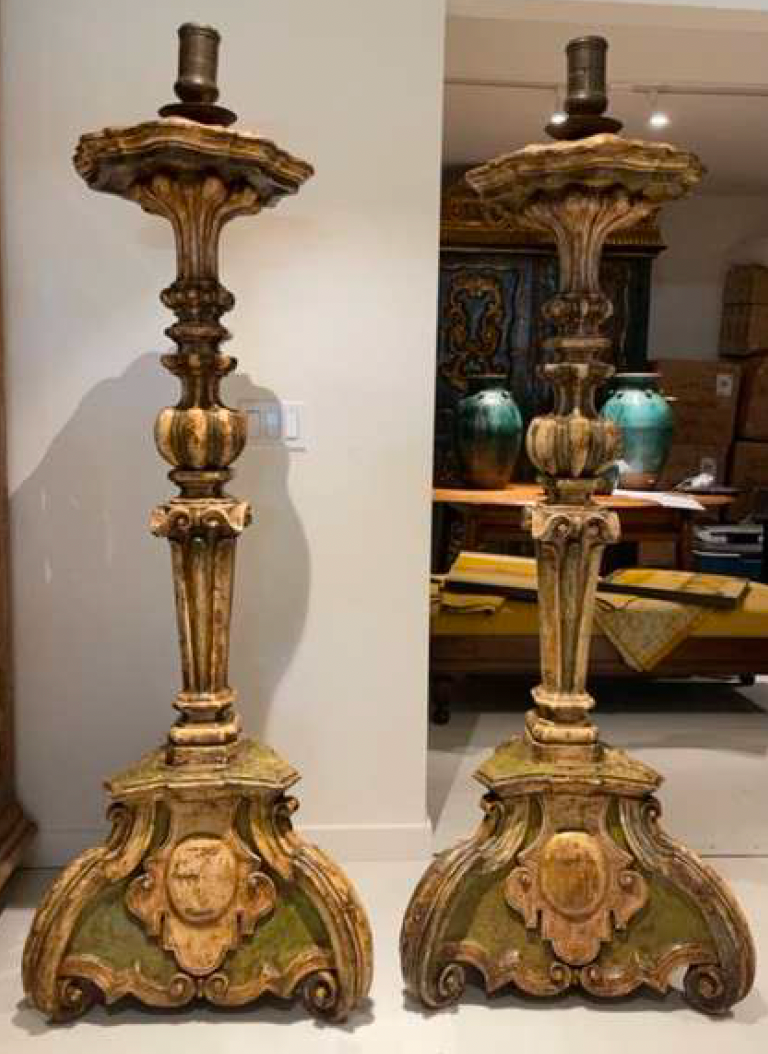 Pair of Large Mexican Colonial Candlesticks