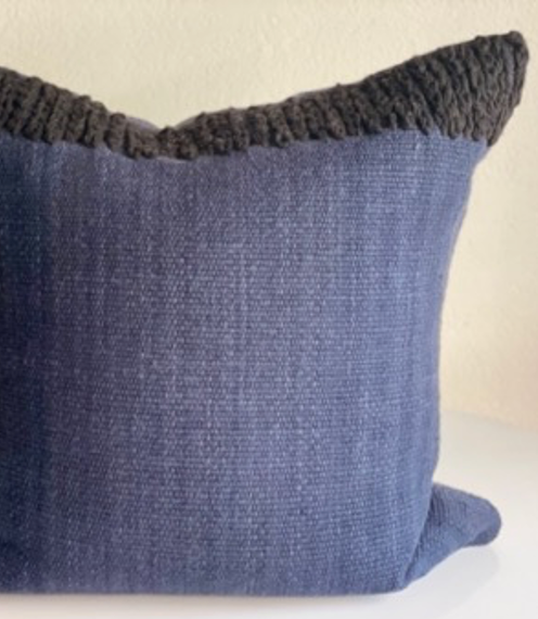 Blue & Black Chain Stitch Pillow