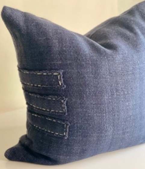 Blue & White Strap Pillow