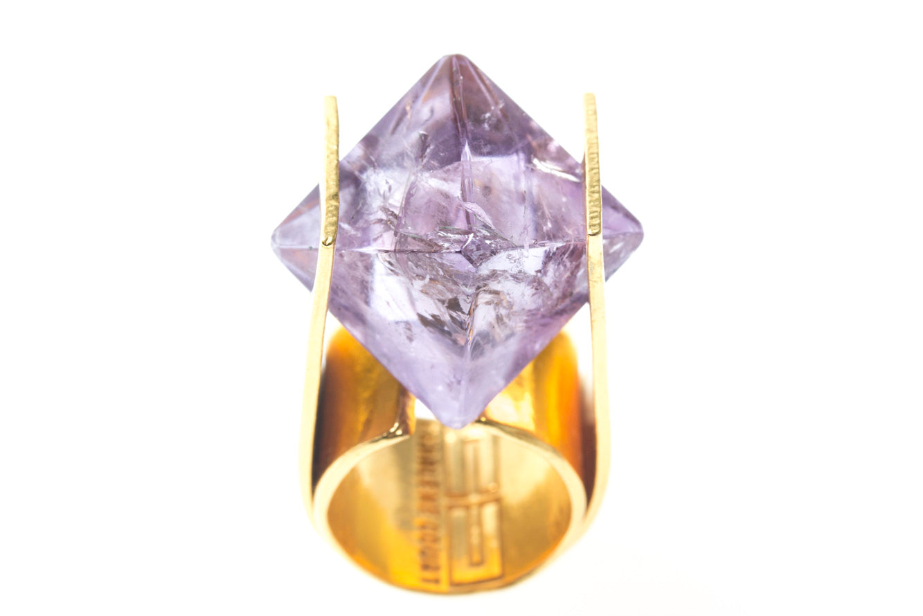 Amethyst Octahedral Ring