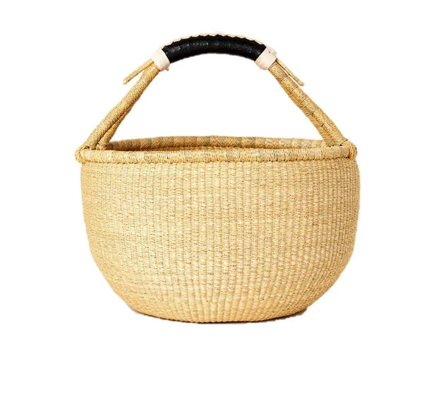 Extra Large Bolga Market Basket - Black & Tan Handle